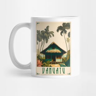 Vanuatu Hut Vintage Travel Art Poster Mug